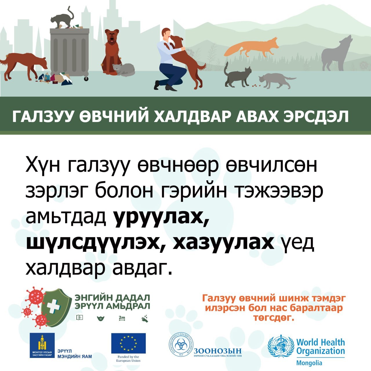 Галзуу өвчний халдвар авах эрсдэл