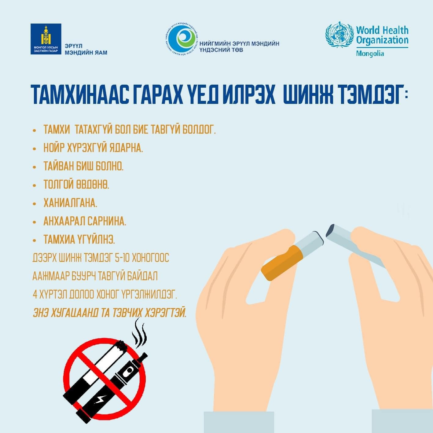 Тамхинаас гарах үед илрэх шинж тэмдэг