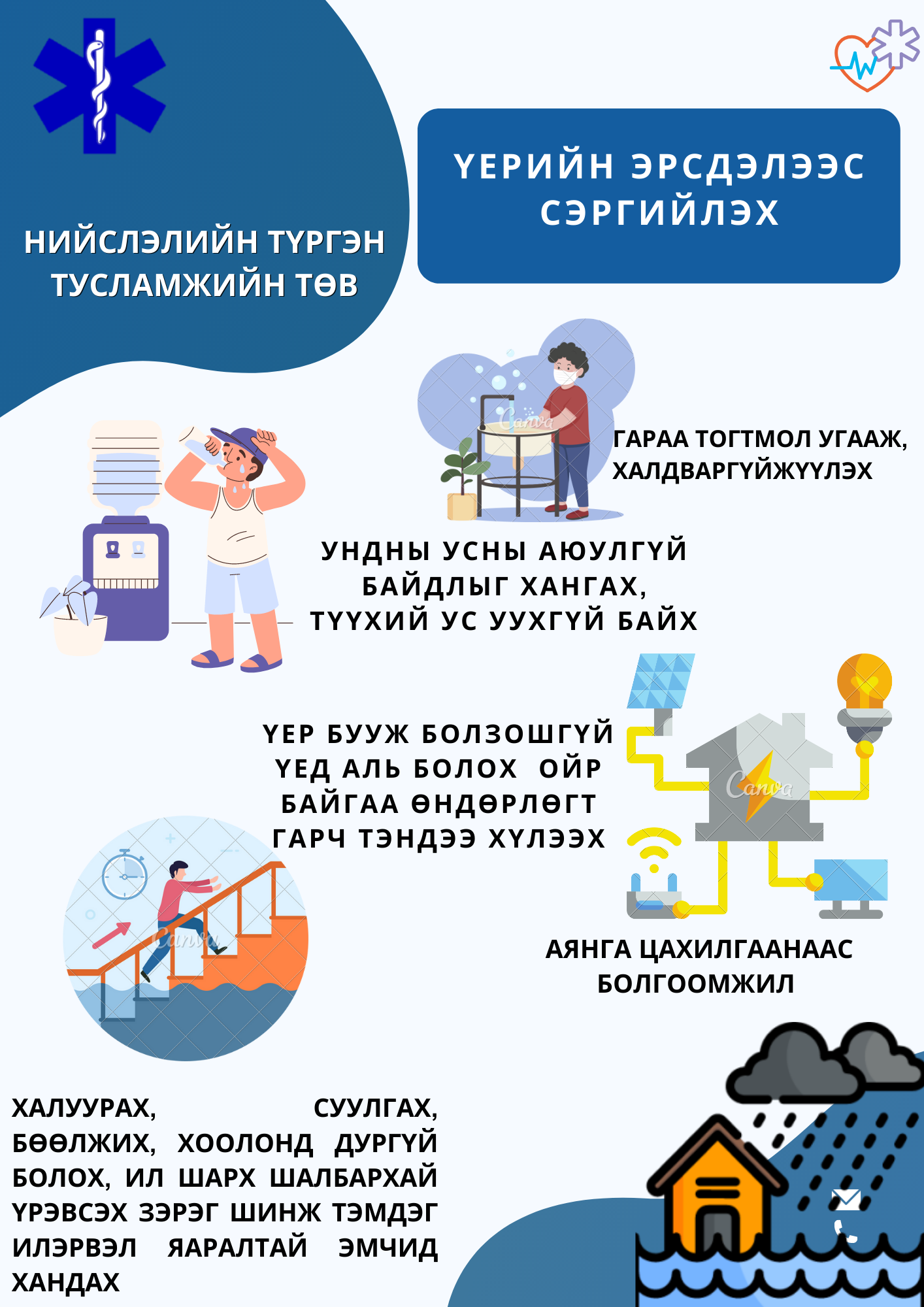 Үерийн үед болзошгүй эрсдэлээс өөрийгөө болон бусдыг хамгаалцгаая.