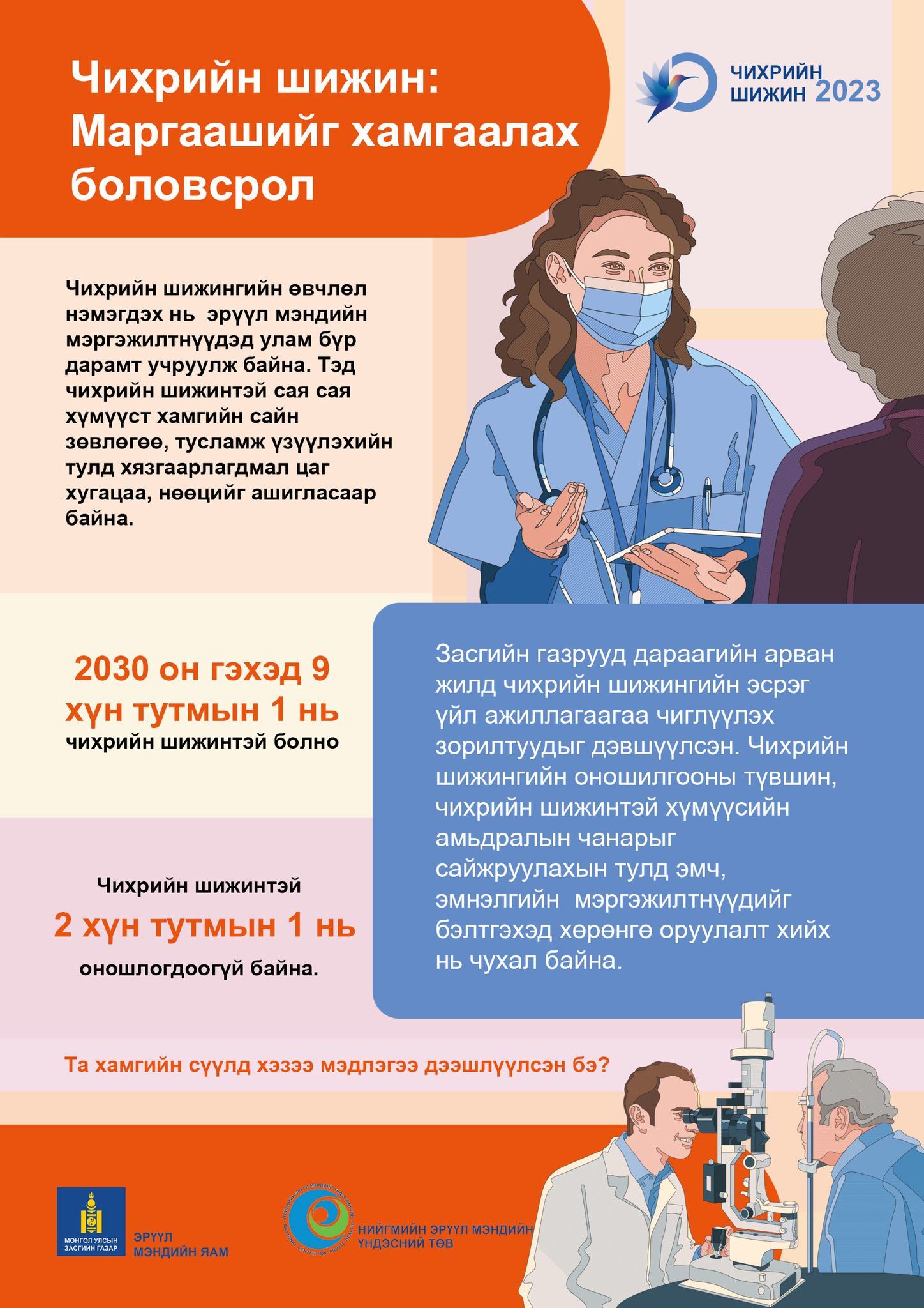 “Чихрийн шижинтэй тэмцэх дэлхийн өдөр”-ийг 11 дүгээр сарын 14 –нд тэмдэглэн өнгөрүүлдэг. 2023 оныг “ЭРСДЭЛЭЭ МЭДЭЖ, ХАРИУЦЛАГАТАЙ ХАНДЪЯ” уриан дор тэмдэглэн өнгөрүүлж байна.