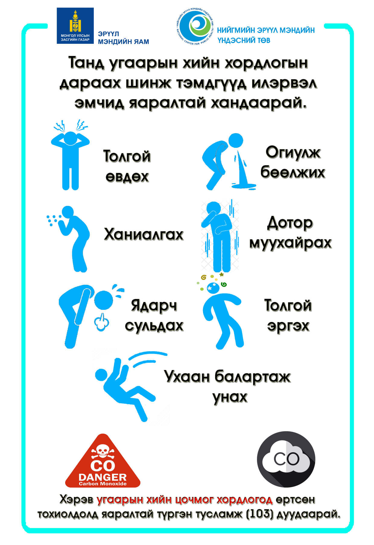 Угаарын хийн хордлогын дараах шинж тэмдэг
