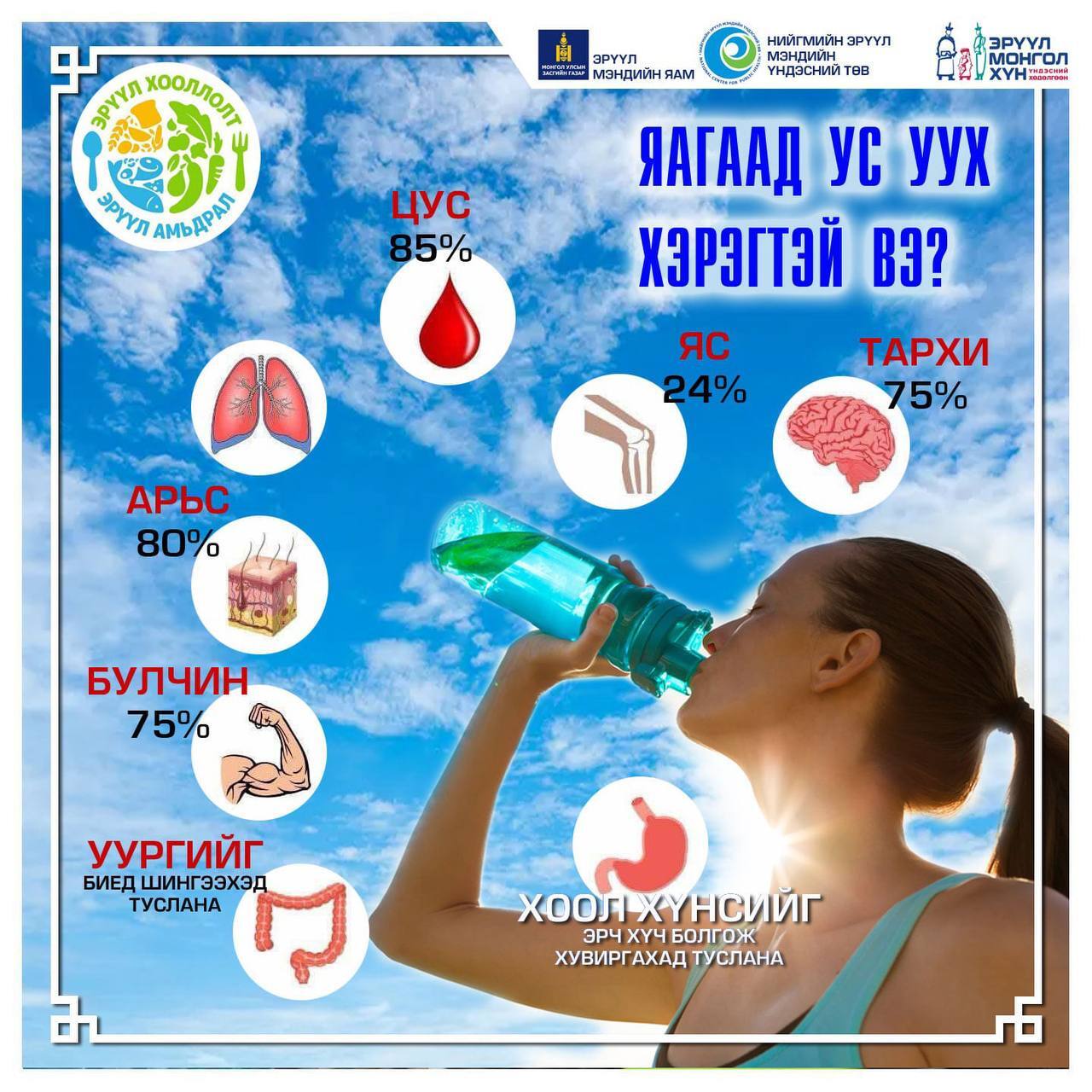 Усыг цангасан үедээ бус тогтмол ууж хэвшээрэй.