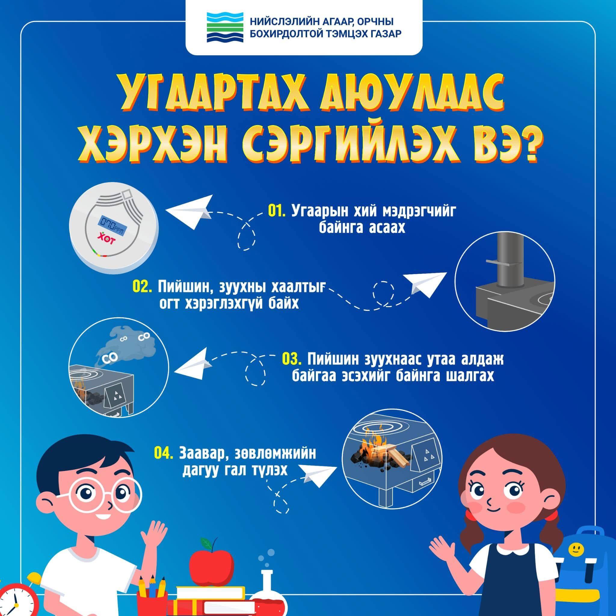 Угаарын хийн хордлогоос урьдчилан сэргийлцгээе.