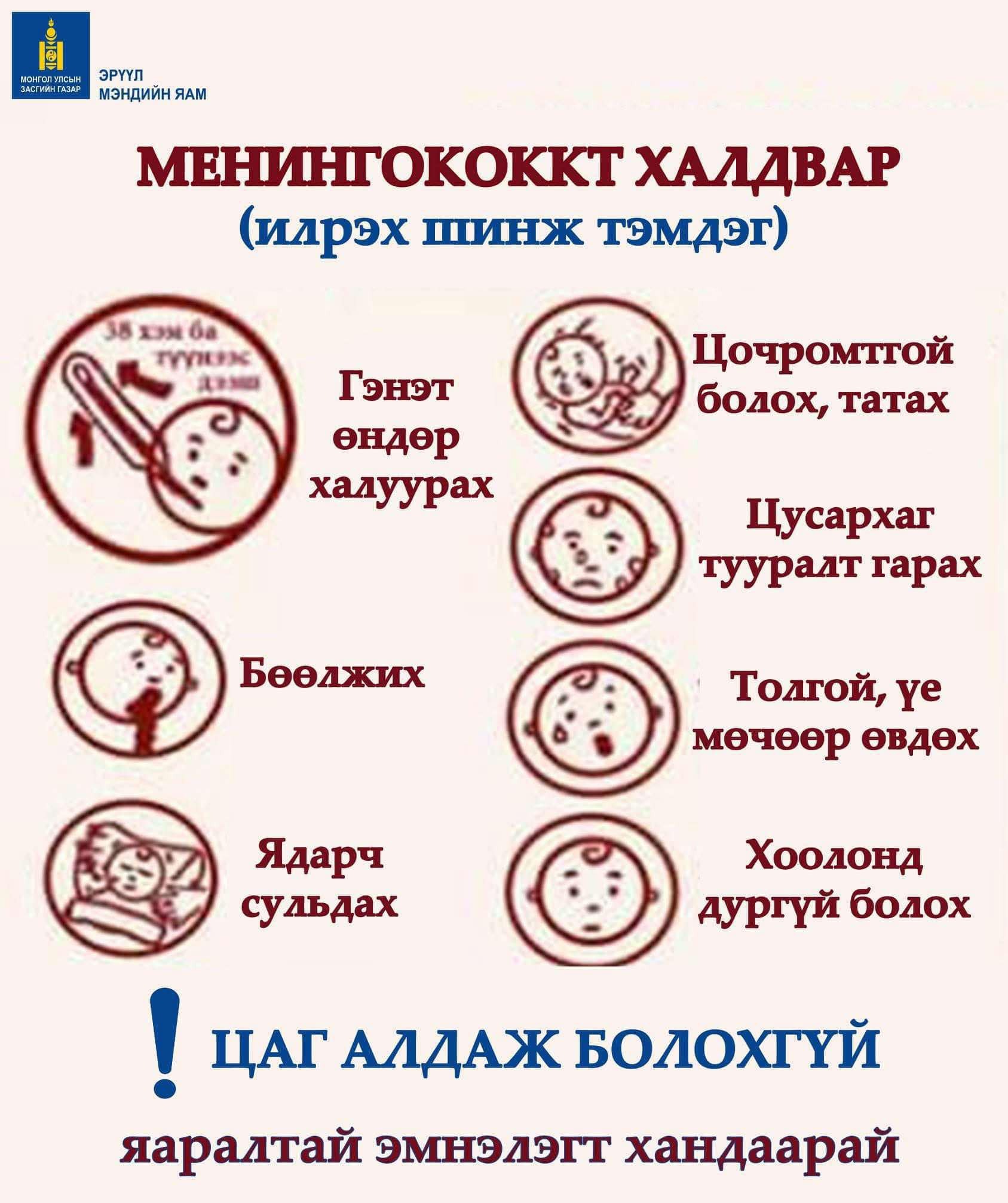 Менингококкт халдварын үед дараах шинж тэмдэгүүд илрэх боломжтой