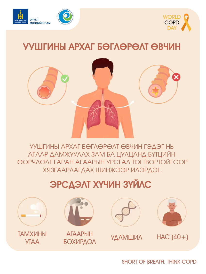 Уушгины архаг бөглөрөлт өвчин (COPD)-тэй тэмцэх дэлхийн өдөр
