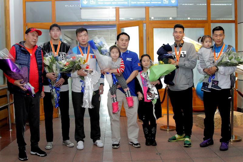 Mongolian university basketball team returns home