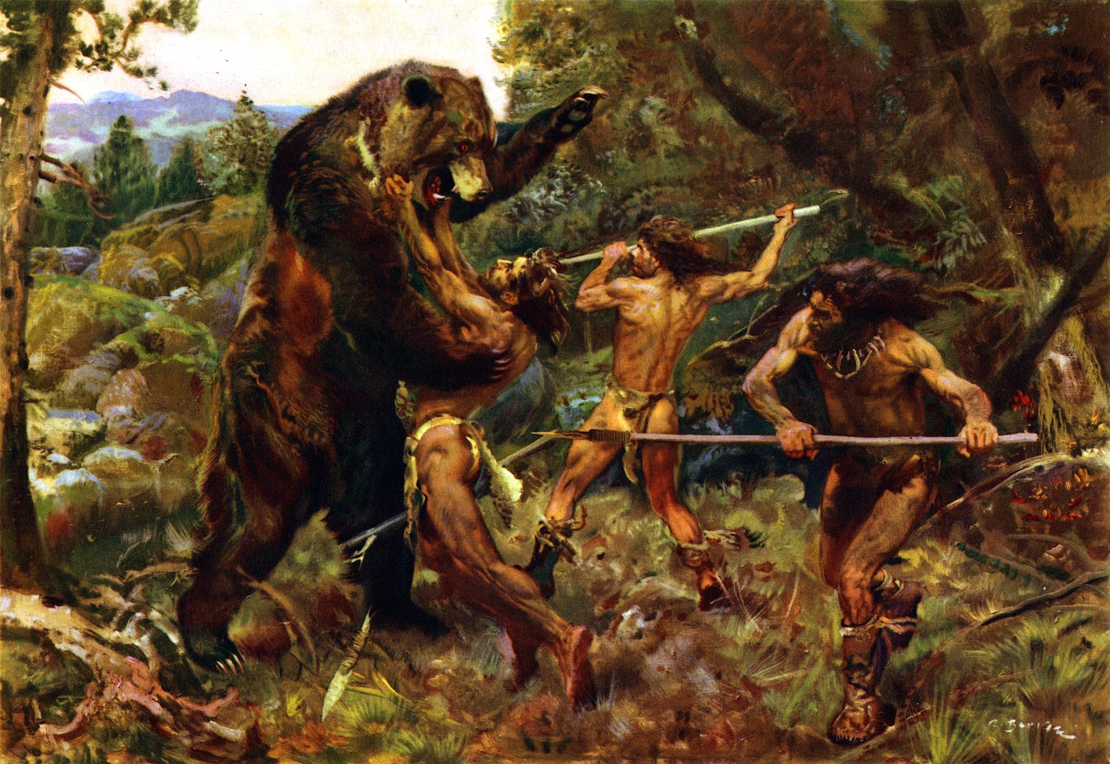 hunting_the_cave_bear_by_zdenek_burian_1952 hunting_the_cave_bear_by_zdenek_burian_1952