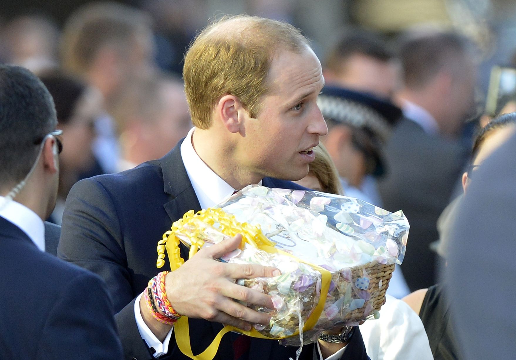 Prince-William-Duke-of-Cambridge-receives-a-gift-from-a-well-wisher-at-Southbank