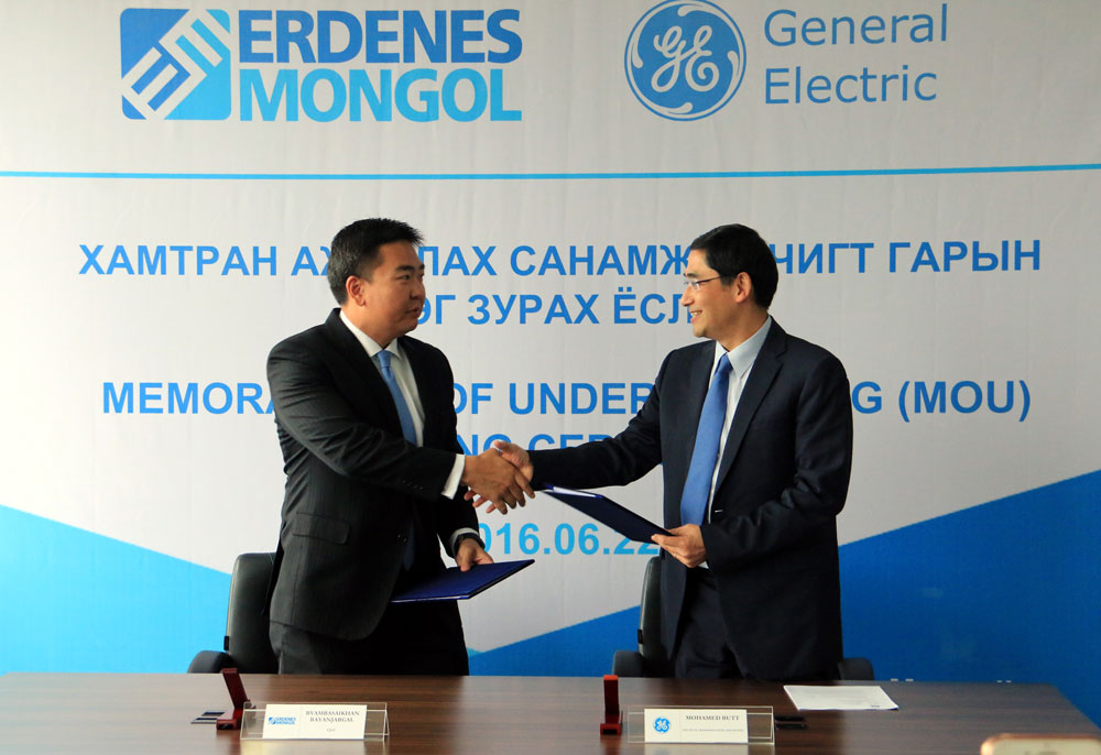 Erdenes Mongol sign memorandum with General Electric