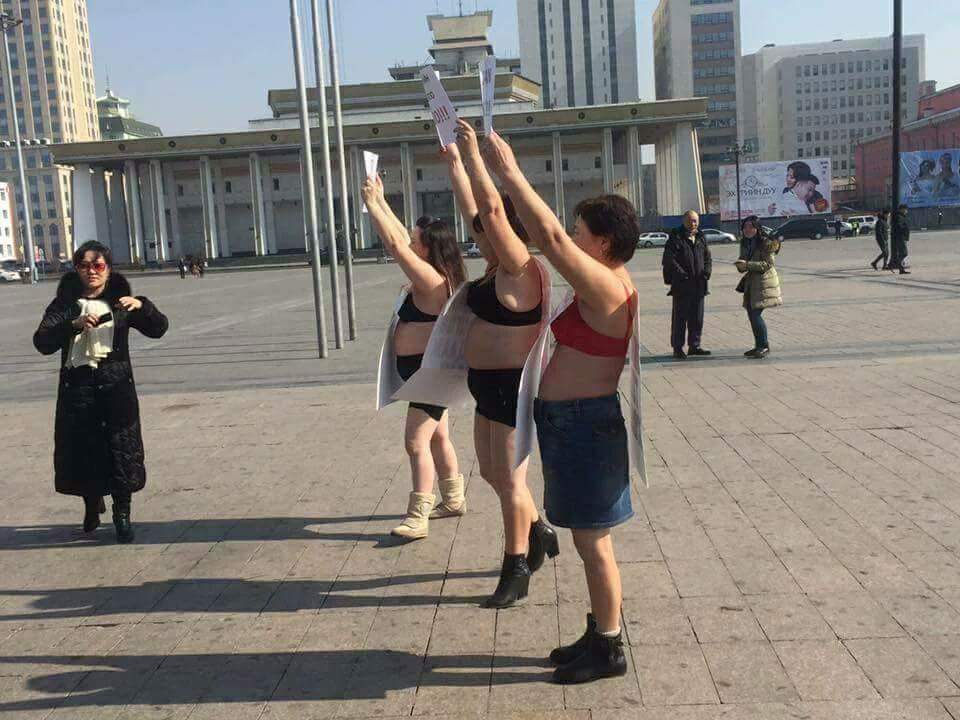 Women demonstrate on International Women’s Day