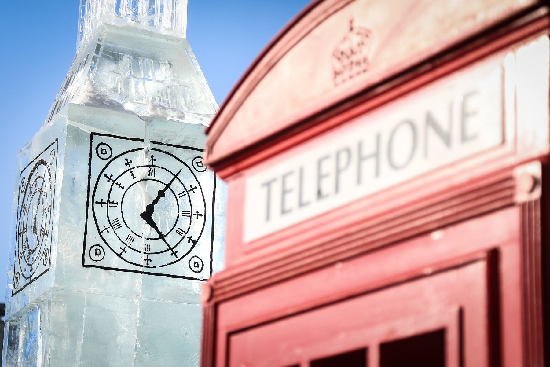 Ice sculptures of UK monuments on display at Sukhbaatar Square