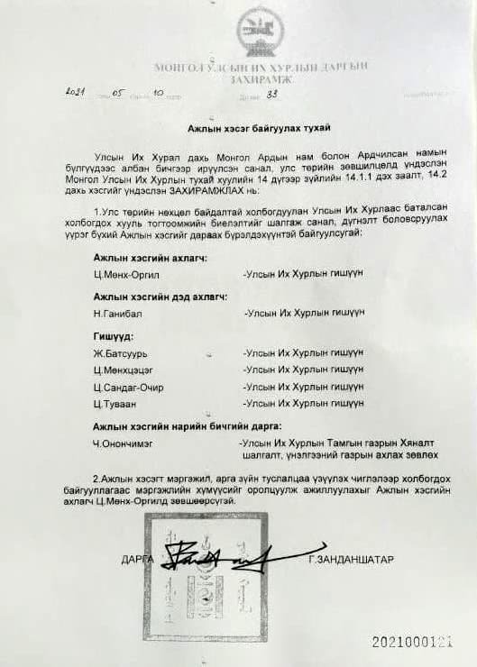 МАН, АН-ын бүлгүүд зөвшилцөх, Ажлын хэсэг байгуулав