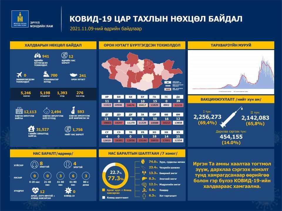 ЭМЯ:Улаанбаатарт 700 халдвар бүртгэгдэж, 12 хүн нас барлаа