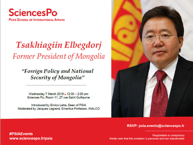 Экс Ерөнхийлөгч Ц.Элбэгдорж Францад лекц уншина