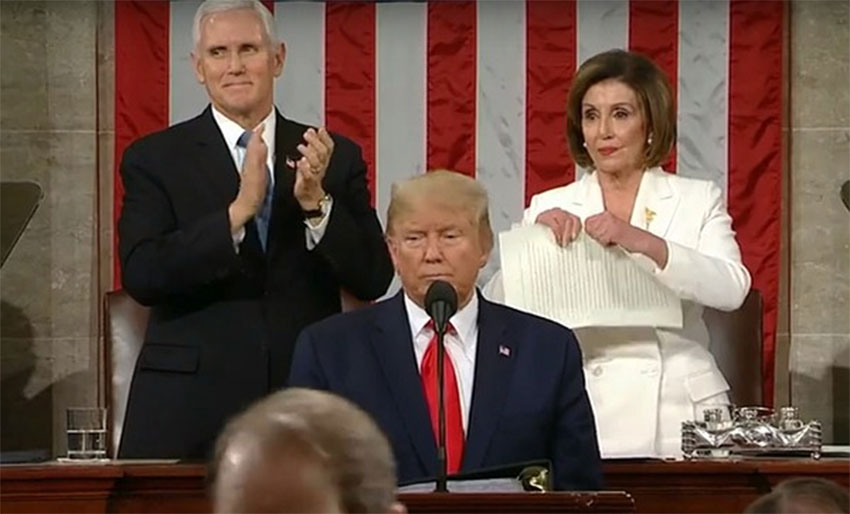 Нэнси Пелоси Трампын Конгресст хэлсэн үгийг урж, эсэргүүцлээ илэрхийлэв