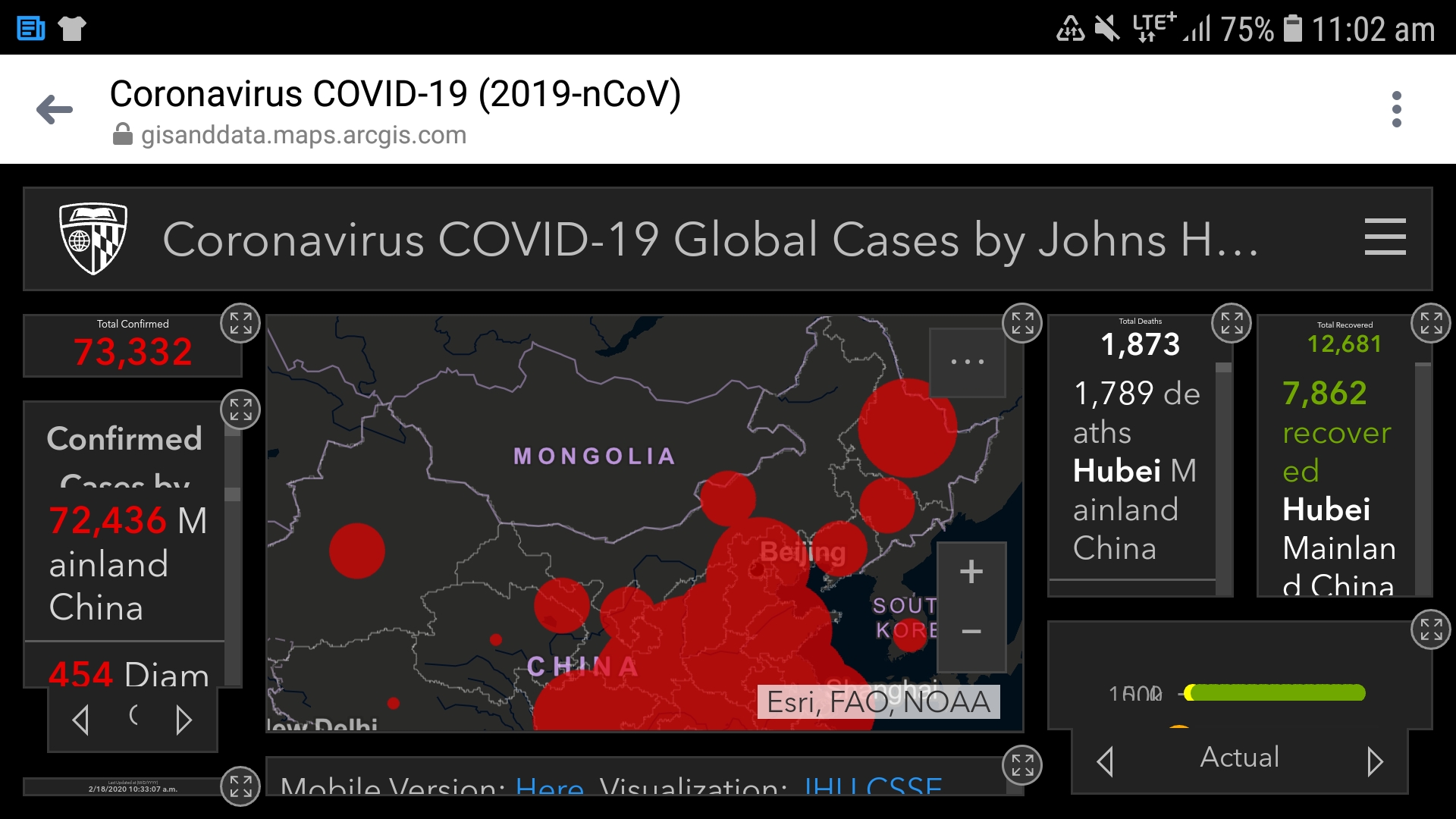 Хоёрдугаар сарын 18: Коронавирус газрын зурагт