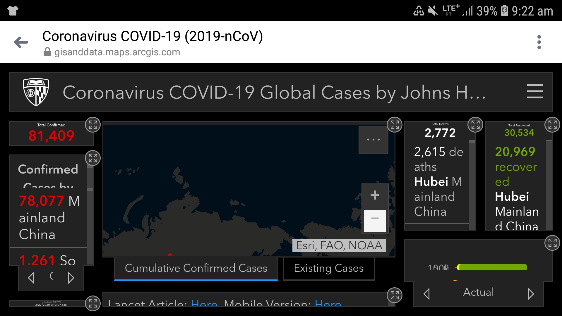 Хоёрдугаар сарын 27: Коронавирус газрын зурагт